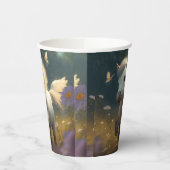 かわいいフローラ飛んでいるユニコーン小さなポニー紙クー 紙コップ (左)