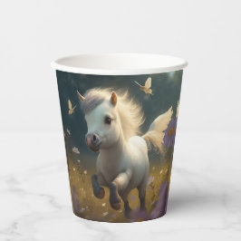 かわいいフローラ飛んでいるユニコーン小さなポニー紙クー 紙コップ