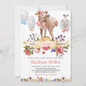 かわいいフローラ鹿の赤ちゃんシャワー 招待状 (正面)