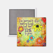 かわいいフローラ黄色のおもしろいを育てる感動的時間 マグネット (正面/裏面)