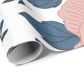 かわいいフローラlピンク&ネイビーブライダルシャワー ラッピングペーパー (ロールコーナー)