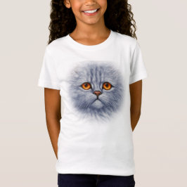 かわいいフワフワなグレイのタビーキャット顔 Tシャツ
