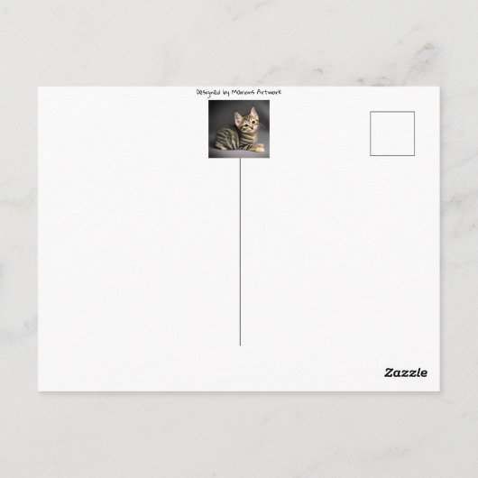 かわいいフワフワのキジトラ猫の赤ちゃん「早く回復してね」 ポストカード (裏面)