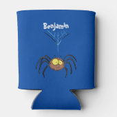 かわいいフワフワのクモの漫画 缶クーラー (裏面)