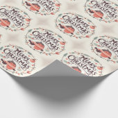 かわいいフワフワのクリスマスキツネとウサギ ラッピングペーパー (角)