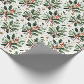 かわいいフワフワのクリスマスサンタキツネリース ラッピングペーパー (角)