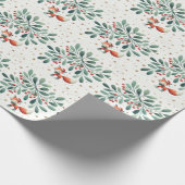 かわいいフワフワのクリスマスサンタキツネリース ラッピングペーパー (角)