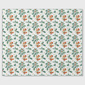 かわいいフワフワのクリスマスサンタキツネリース ラッピングペーパー (フラット)