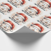 かわいいフワフワのクリスマスバニー ラッピングペーパー (角)