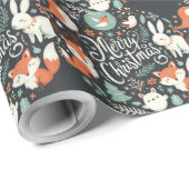 かわいいフワフワのクリスマスロビンスリース ラッピングペーパー (ロールコーナー)