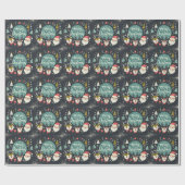 かわいいフワフワのクリスマスロビンスリース ラッピングペーパー (フラット)