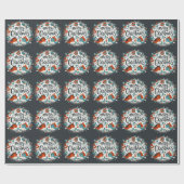 かわいいフワフワのクリスマスロビンスリース ラッピングペーパー (フラット)