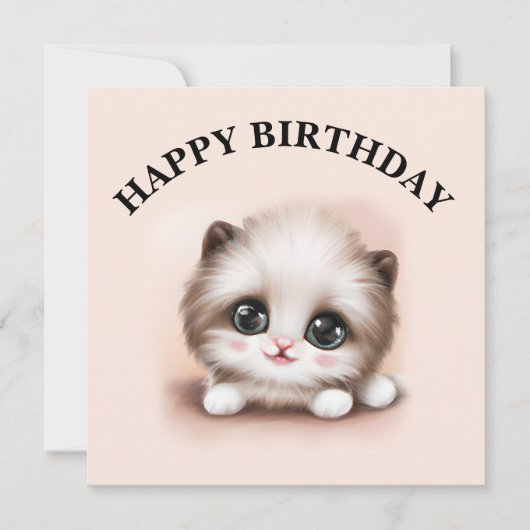 かわいいフワフワのフールのボール子猫 シーズンカード (正面)