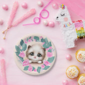 かわいいフワフワのフールのボール子猫 ペーパープレート (パーティー)