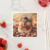 かわいいフワフワのリス スタンダードカクテルナプキン (インサイチュ)