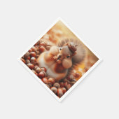 かわいいフワフワのリス スタンダードカクテルナプキン (角)