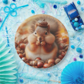 かわいいフワフワのリス ペーパープレート (パーティー)