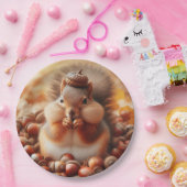 かわいいフワフワのリス ペーパープレート (パーティー)