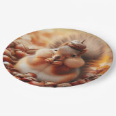 かわいいフワフワのリス ペーパープレート (アングル)