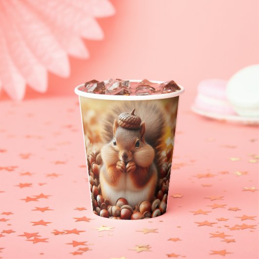 かわいいフワフワのリス 紙コップ (インサイチュ)