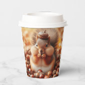 かわいいフワフワのリス 紙コップ (裏面)