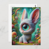 かわいいフワフワのワンアイドバニー ポストカード (正面/裏面)