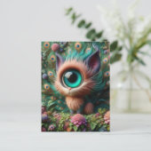 かわいいフワフワのワンアイ子猫 ポストカード (スタンド正面)