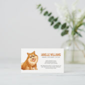 かわいいフワフワの犬が息を切らして微笑む 名刺 (スタンド正面)