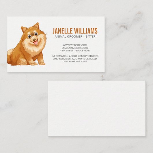かわいいフワフワの犬が息を切らして微笑む 名刺 (正面/裏面)