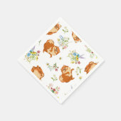 かわいいフワフワの犬と牧草花ペーパーナプキン スタンダードカクテルナプキン (角)