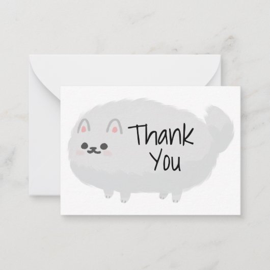 かわいいフワフワの犬サンキューカード ノートカード (正面)