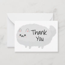 かわいいフワフワの犬サンキューカード