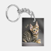 かわいいフワフワの猫ベビーキーチェーン キーホルダー (正面左)