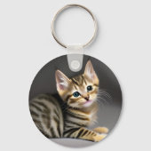 かわいいフワフワの猫ベビー キーホルダー (裏面)