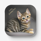 かわいいフワフワの猫ベビー ペーパープレート (正面)