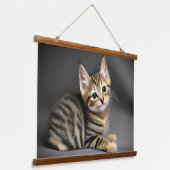 かわいいフワフワの猫ベビー 吊り下げ型タペストリー (傾斜あり)