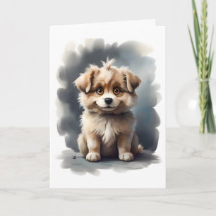 かわいいフワフワの笑顔の子犬のブランクグリーティングカード カード