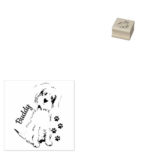 かわいいフワフワの茶色の犬の名前を追加 ラバースタンプ (押印)