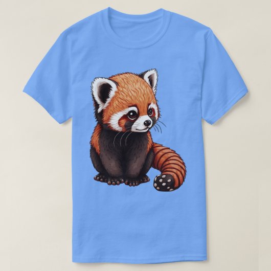 かわいいフワフワの赤パンダ Tシャツ (デザイン正面)