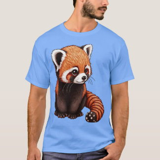 かわいいフワフワの赤パンダ Tシャツ