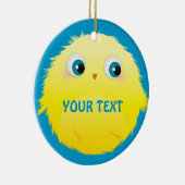 かわいいフワフワの黄色い鳥 セラミックオーナメント (右)