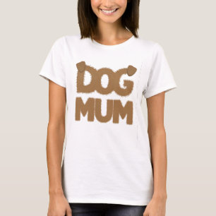 かわいいフワフワの「犬ママ」フレーズ 犬耳の漫画 Tシャツ