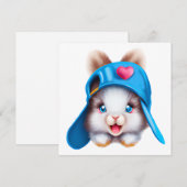 かわいいフワフワヒップホップベビーバニーとブルーハット シーズンカード (正面/裏面)