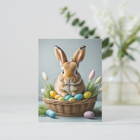 かわいいフワフワフェスティバルリトルイースターバニー ポストカード (スタンド正面)
