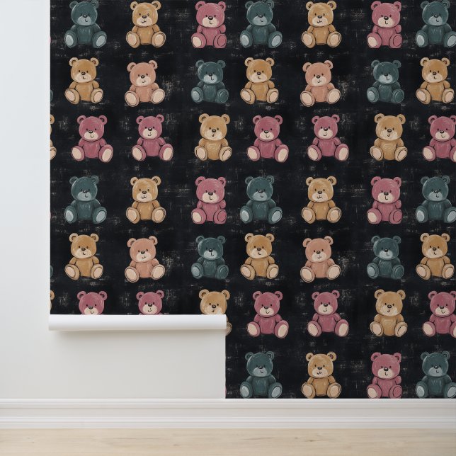 かわいいフワフワ座りテディベアチョークスケッチ 壁紙 (アプリケーション)