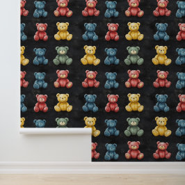 かわいいフワフワ座りテディベアチョークスケッチ 壁紙