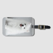 かわいいフワフワ日本のスピッツ子犬 ラゲッジタグ (正面横)