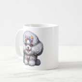 かわいいフワフワ犬のアート コーヒーマグカップ (正面左)