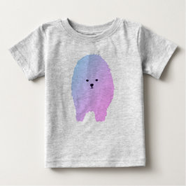 かわいいフワフワ犬ピンク犬ベビーサッカーボディスーツ ベビーTシャツ