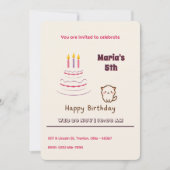 かわいいフワフワ猫お誕生日ケーキ 招待状 (正面)